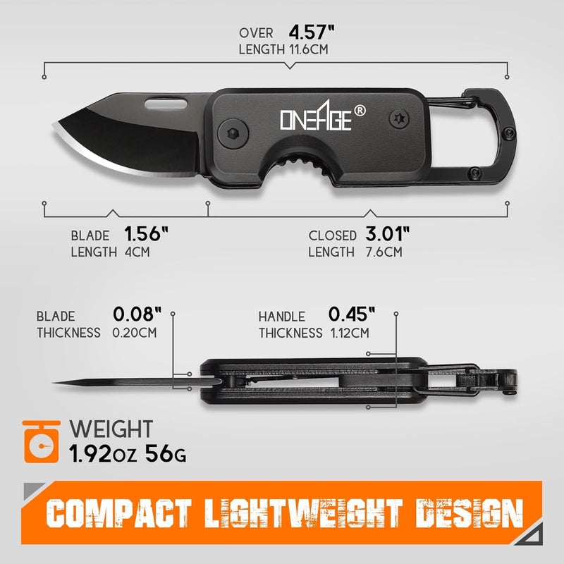 ONEAGE Stocking Stuffers for Men - Pocket Knife for Men, Christmas Bulk Mens Gifts, Keychain Edc Gift with 1.62inch Blade - Small Folding Knives for Everyday Carry, Box Cutter - Gadgets for Camping, Hiking - Image 3